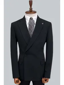 YINK Men's Double-Breasted Classic Business Blazer, Luxury Slim Fit Formal Suit Jacket, Stylish and Professional Attire for Work and Events