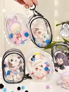 Transparent PVC Mini Data Cable Organizer Bag, Portable Earphone Storage Box, Keychain Doll Holder, Women's Handbag Decoration, Earbuds Gift