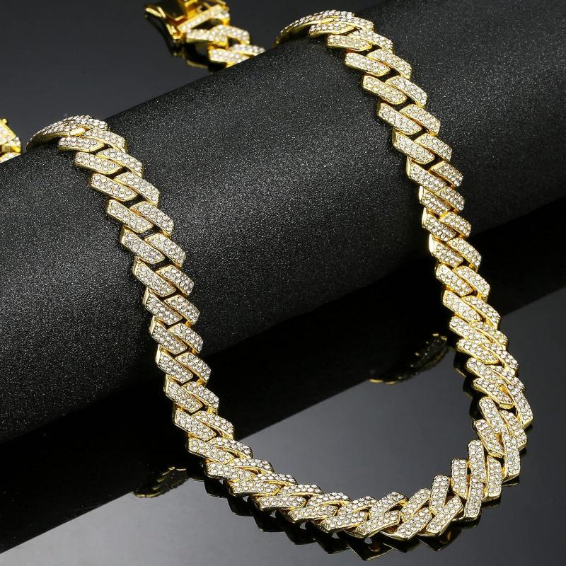 Cuban Link Chain for Men Women Iced Out Silver/Gold/Rose Gold Miami Cuban Necklace Bling Diamond Chain Hip Hop Jewelry with Gift Box