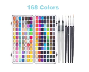 Falling in Art Watercolor Paint Set, 168 Colors Watercolor Paints, Painting Set with Water Brush and Nylon Brushes, Perfect Starter Kit for Beginners and Professionals