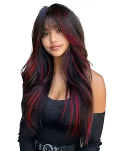 26 Inch Curled Synthetic Wig with Bangs, Fashionable Versatile Hair Accessory, Easy to Style, Perfect for Parties, Street Photography, Synthetic Wavy Wig