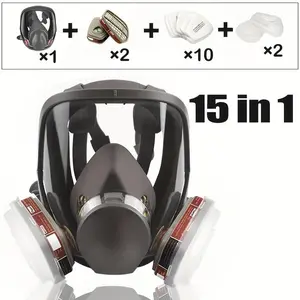 15in 1 Full Face Respirator Gas Mask, Vapor Respirator Compatible with Particulate Filter, Protection for Painting, Welding, Polishing, Handling Safety Construction Gear