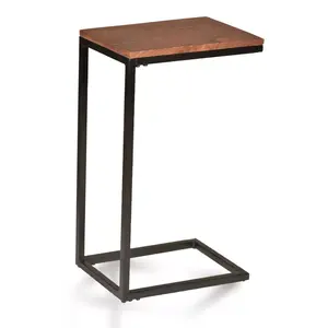 Carolina Living Fletcher C Table Chestnut/Black: Metal Frame, Mango Wood Top, Rectangle Shape, 25.3" Height, 16" Depth