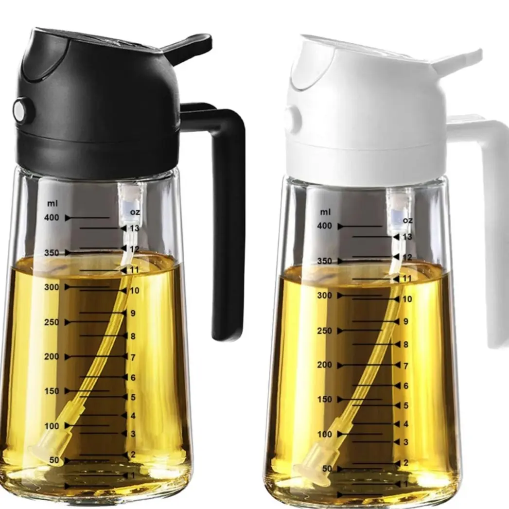 TrendPlain 16oz/470ml Glass Olive Oil Sprayer for Cooking - 2 in 1