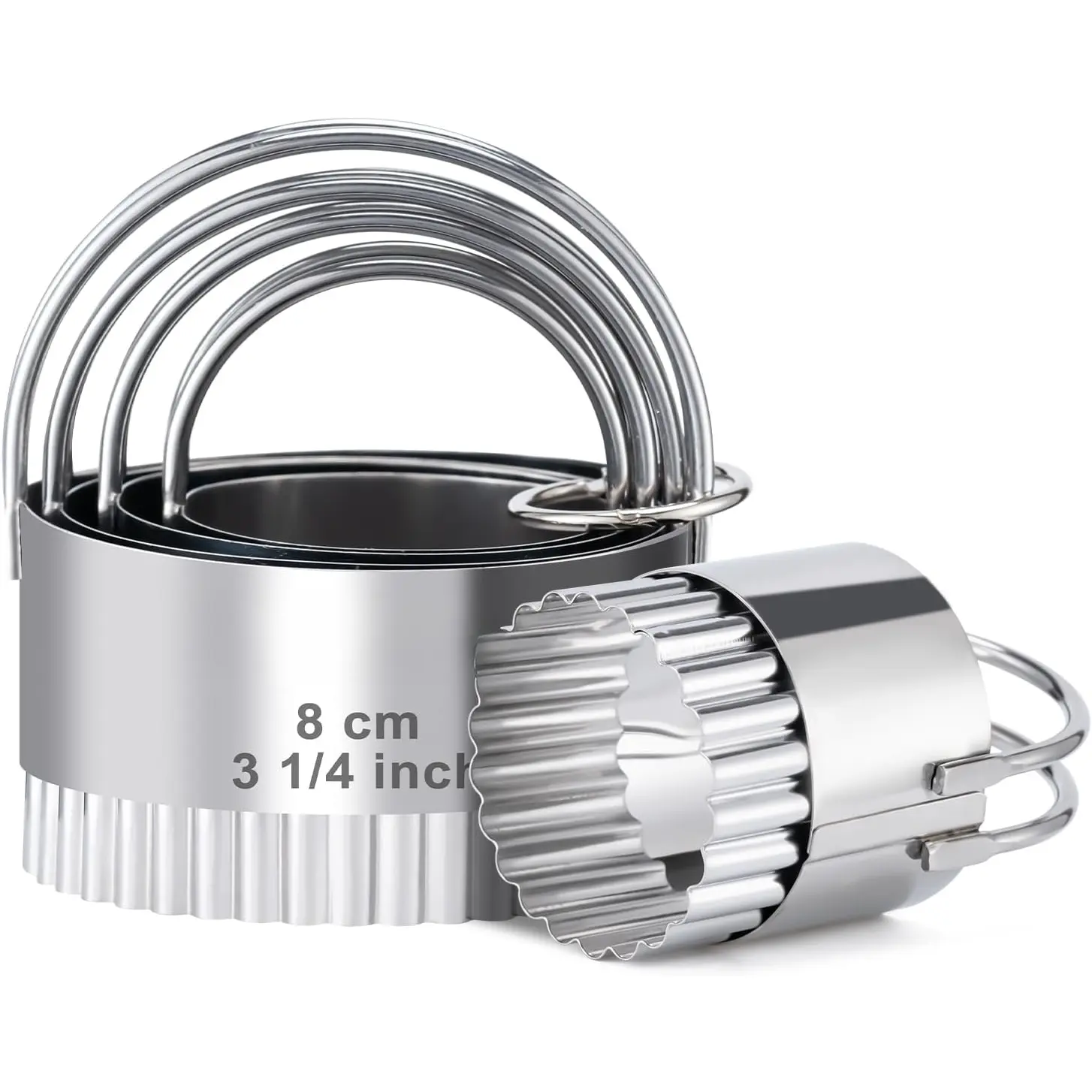 Biscuit  Set Wave Cookie Cutters with Handle 5 count Stainless Steel Square Professional Baking Dough Tools for Cake