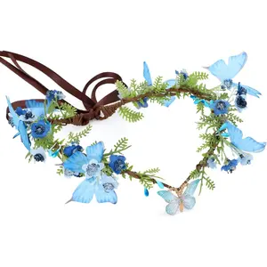 Handmade Fairy Butterfly Crown -  Flower Hadpiece Elven Headband for Women Girls Spring Wedding Maternity Shoot