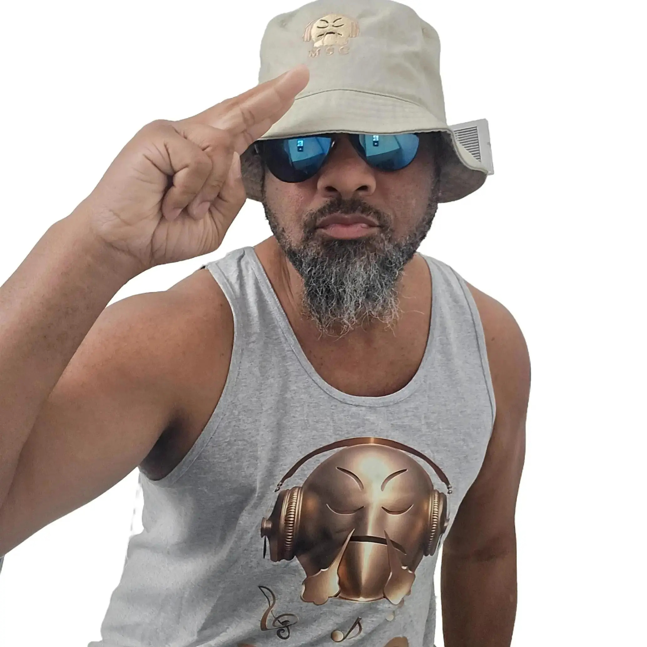The Music Snob Club Hat - Stylish Beige Bucket Hat with Gold Logo for Music Lovers