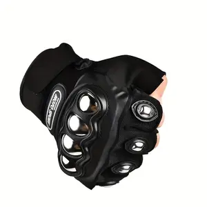 2pcs Black Outdoor Knuckle Motorcycle Power Sports Gloves