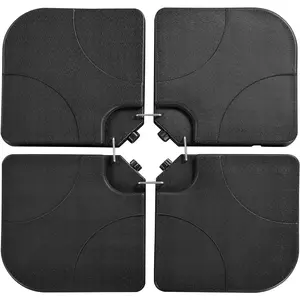 【 Heavy-Duty】Yaheetech 4-Piece Fillable Patio Umbrella Base Stand Cantilever Offset Umbrella Stand Banana Parasol Base Weights Black
