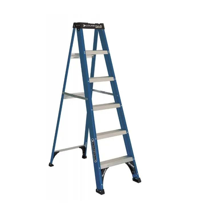 Louisville Ladder Heavy Duty Fiberglass Step Ladder, 6' Height, 10' Reach, 225-lb Load Capacity, Model W-3217-06, Heavy Duty Ladder