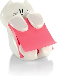 “Cat Design Pop-Up Note Dispenser – 3x3 Sticky Notes Holder, White (CAT-330), 1 Pack”