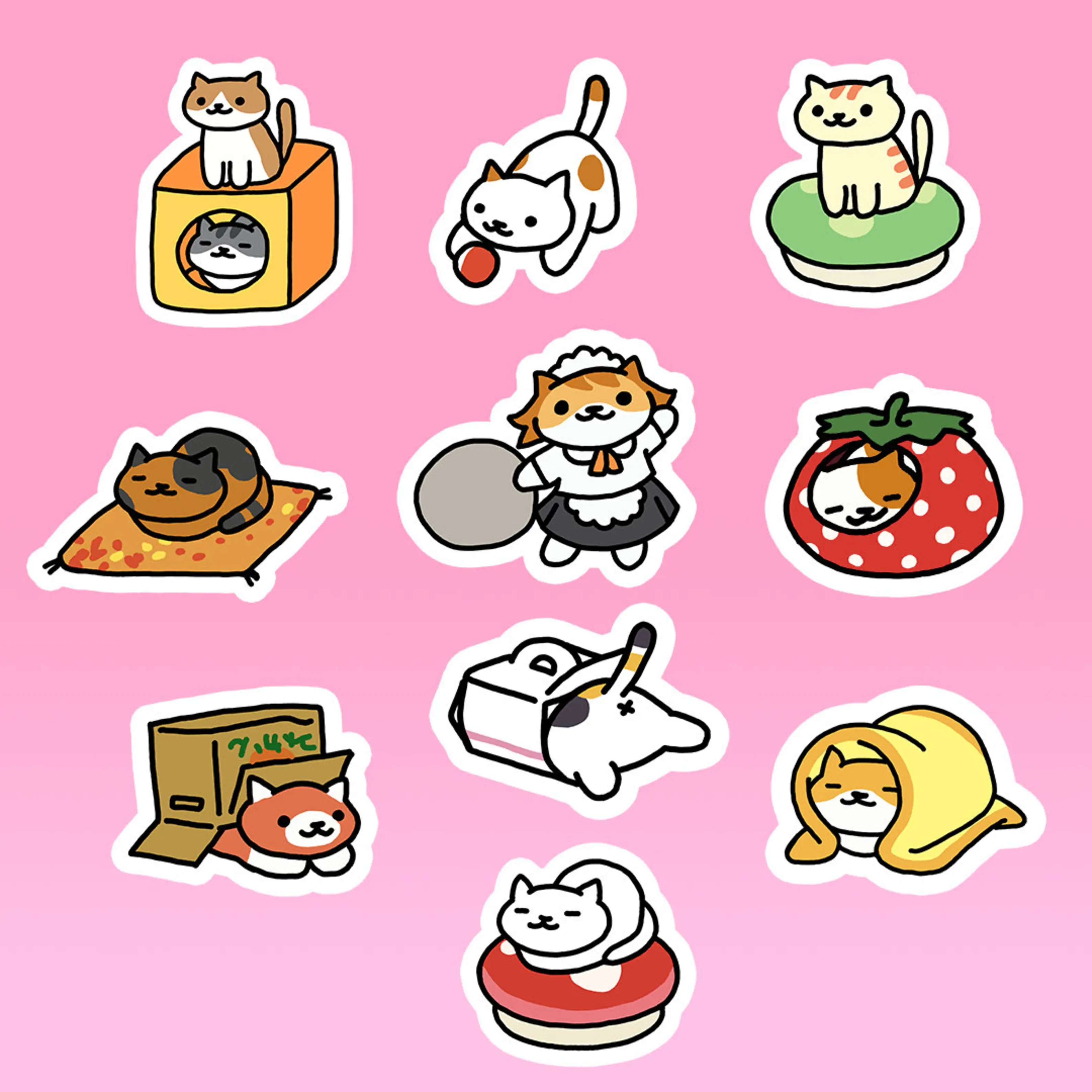 Cute Cat Yard Sticker, Neko Atsume Cat Yard Stickers With Sassy Fran, Cats Meme Funny, Cat Lovers, Animal Lovers Gift For Laptop, Notebook Stickers