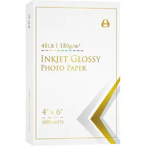 Glossy Photo Paper 4x6 inch, 100 Sheets Inkjet Photo Printer Paper 48lb 180gsm,  Dry Picture Paper for DIY Chip Bag, Cards, Calenders