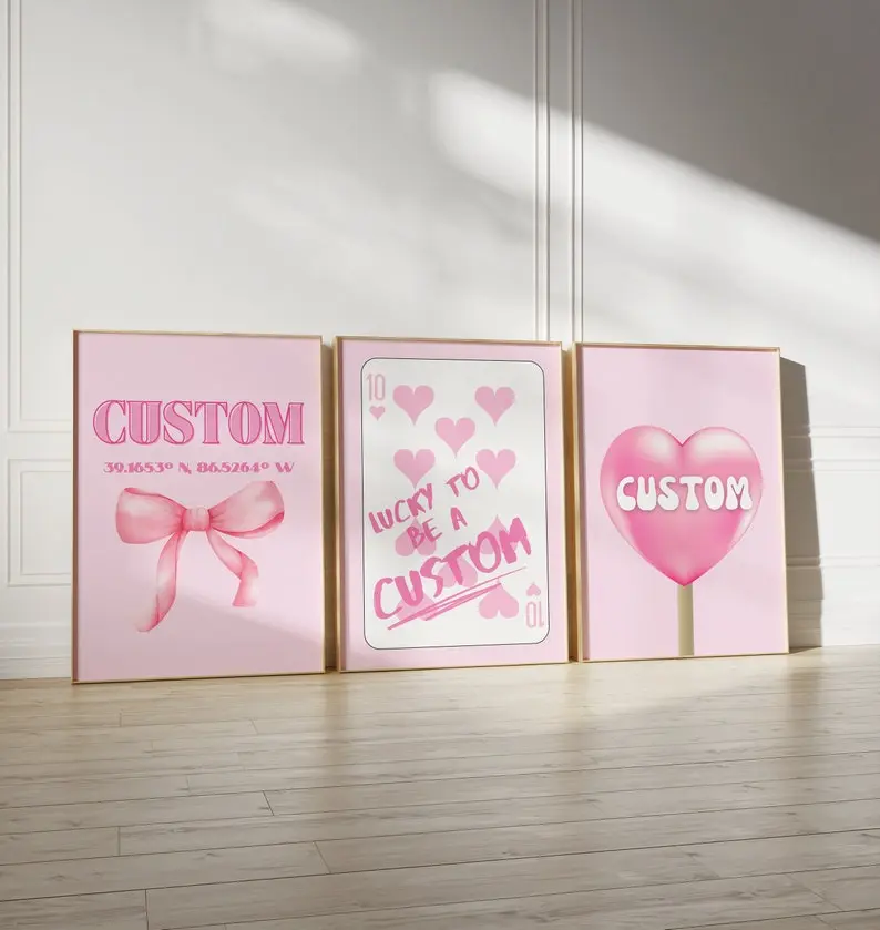 Trendy College Prints, Set of 3, Preppy Dorm Decor, Custom College University Sorority Prints Wall Decor, College Dorm Posters