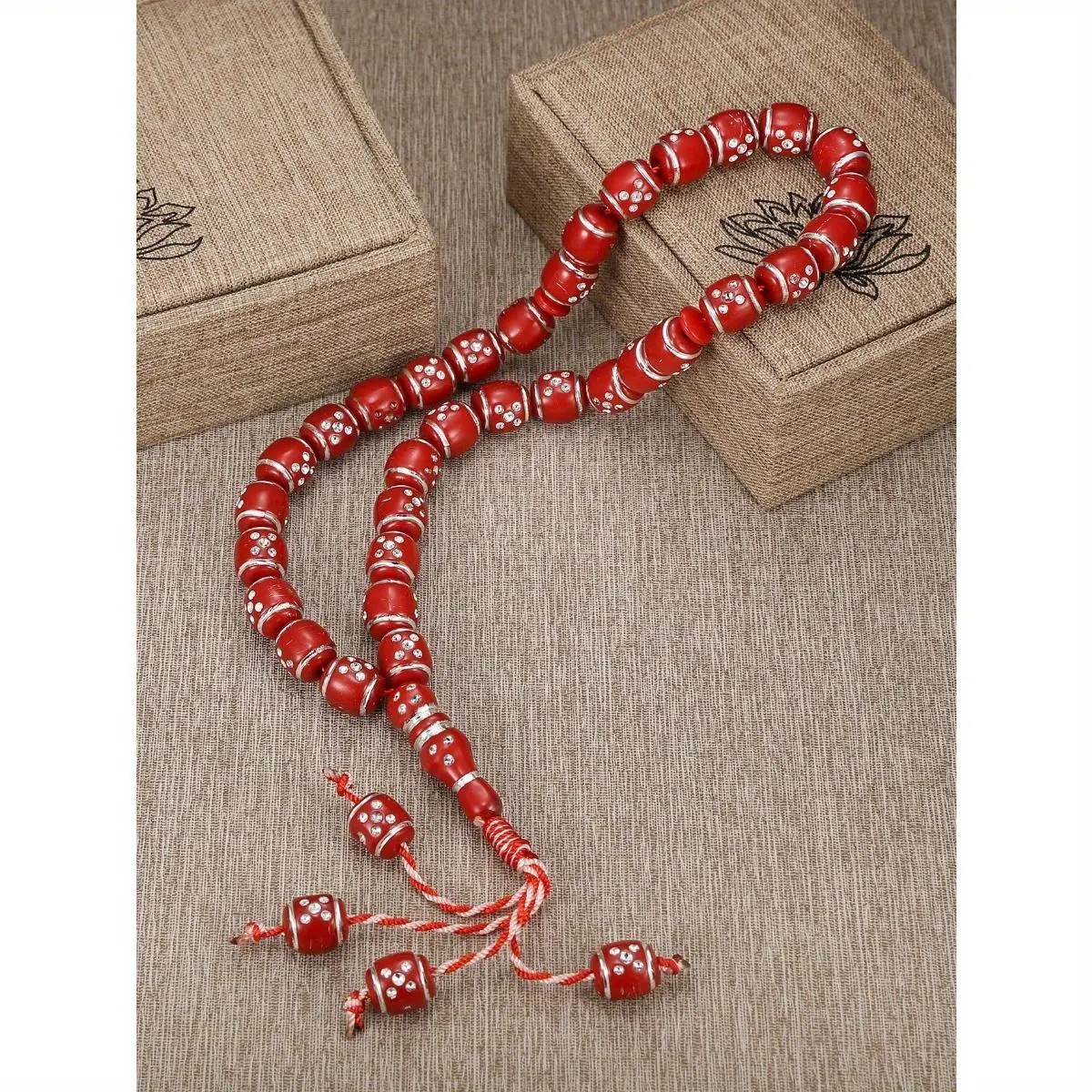 Ethnic Acrylic Tasbih Bracelet for Worship, 33-Bead Unisex Jewelry with Stainless Steel Accents, 33 Beads, Acrylic Material, Bangle, Female