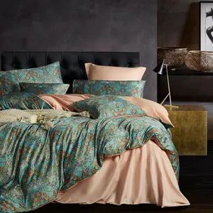 Style Duvet Cover Set,5 PCS Boho Comforter Cover Set,Paisley Floral Bedding Set,Green Floral Duvet Cover, Duvet Cover,Soft Reversible Design(Autumn,)