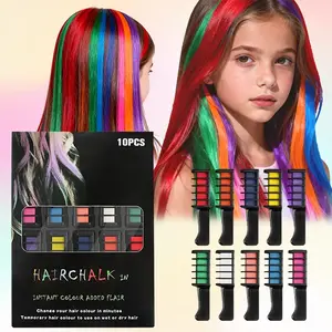 Instant Color, Instant Fun! 10Pcs Temporary Hair Color Comb Set – Washable Hair Chalk for Women & Girls, One-Step Hair Makeup for Party, Cosplay, Christmas, Must-Have DIY
