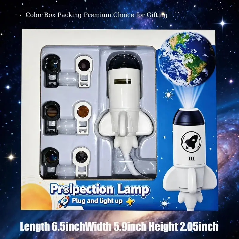 360° Rotatable Rocket Galaxy Projector Night Light, USB-Powered Novelty Lighting with 12 Space Film Discs, Starry Sky Nebula Star Ceiling Projector, Kids Bedroom Decor & Aesthetic Birthday Gift, Galaxy Night Light Novelty Lighting, Star Ceiling Projector