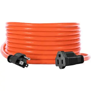 KMC 10ft Outdoor Extension Cord, 10-Foot 16/3 Weatherproof Indoor/Outdoor Extension Cable, Flexible SJTW 16-Gauge Pure Copper Wire, Durable Vinyl Jacket, UL/ETL Certified, 13A 1610W, Orange