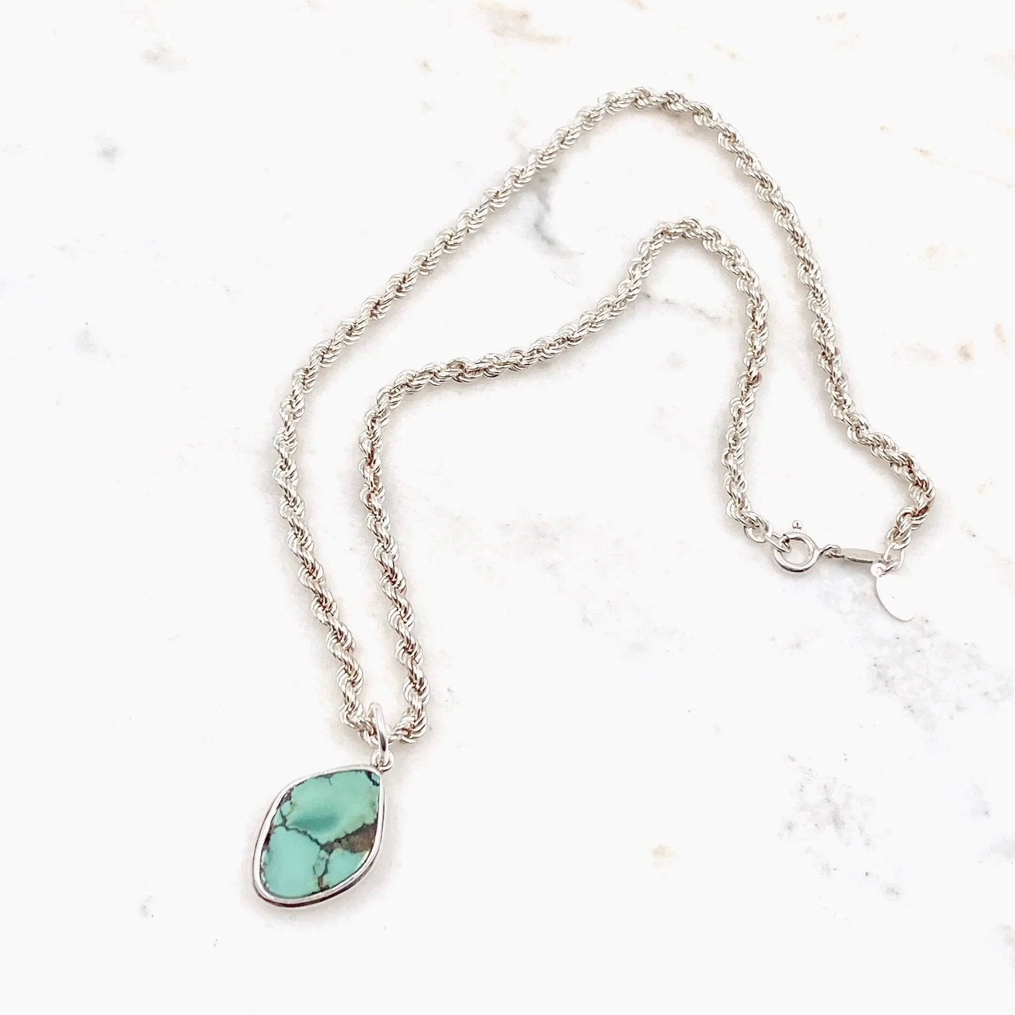Turquoise Teardrop Sterling Silver Necklace