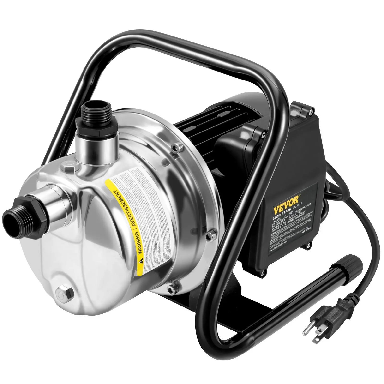【Backtoschool】VEVOR Portable Stainless Steel Shallow Well Pump - 1.5 HP, 115V, 1200 GPH, 164 ft Height, 87 psi Max Pressure - Portable Liquid Pump for Garden Lawn Irrigation, Ponds, Rain Barrels, Lakes, Water Transfer