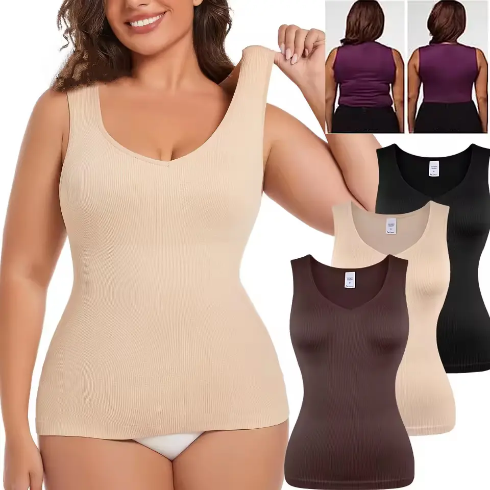 Shapewear Camisole for Women, Seamless Tummy Control V-Neck Tank Top with Adjustable Straps for Body Contouring and Waist Training, Skirt, Basic, Abdomen Shapewear, Minimalist, Sports