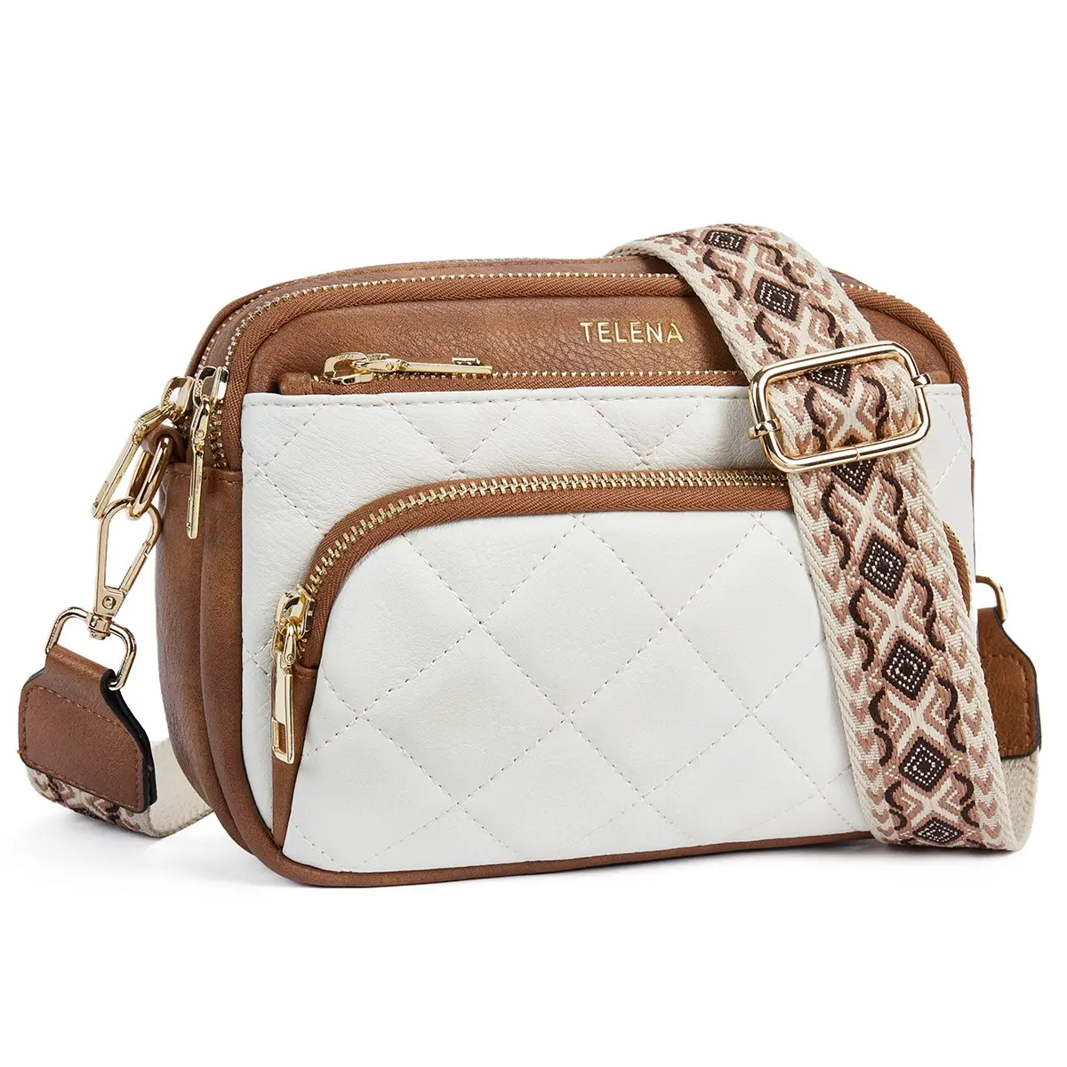 Telena Crossbody Bags for Women Small Crossbody Handbags Quilted Purse with Guitar Strap Crossbody Kindle Purse Gift Shoulder Leather
