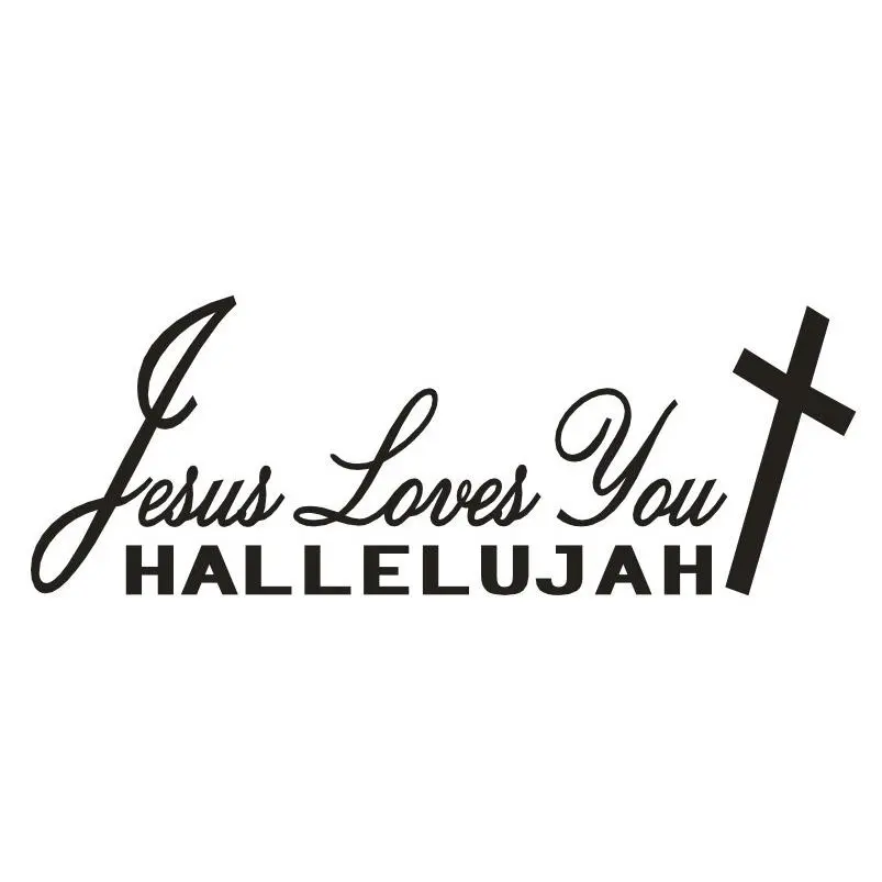 JDM Stance Novelty Print Car Decal - Universal Low-Profile Windshield Banner, Imitation Tencel Italian Satin Waterproof Self-Adhesive Vinyl Sticker with Bold Text, Jesus Loves You Hallelujah Design for Car Accessories, Decorative Vehicle Windshields