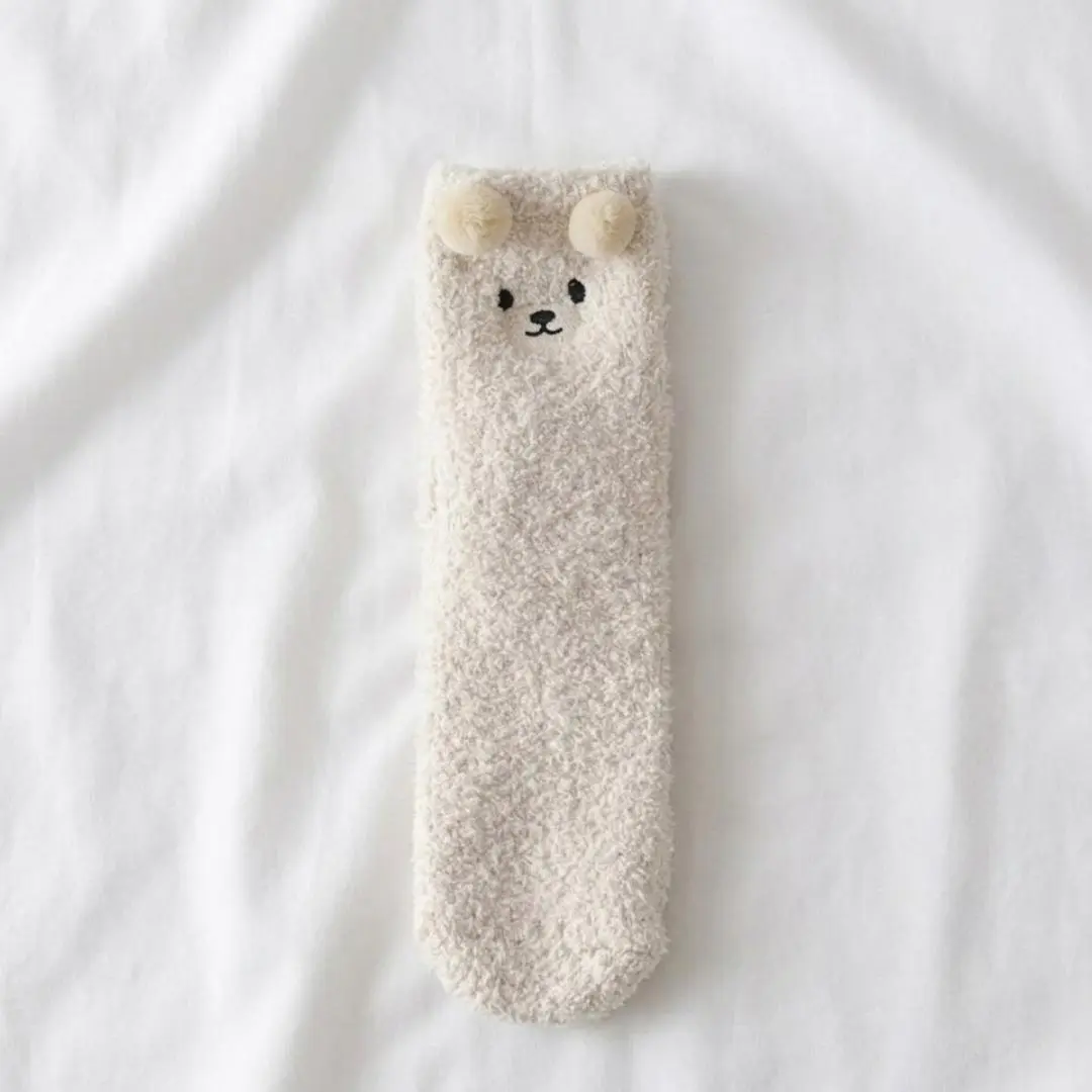 Snooze Pals Teddy Socks – Cozy Fuzzy Fluffy Bear Socks for Women, Warm Slipper Socks Womenswear Cute Soft Fits