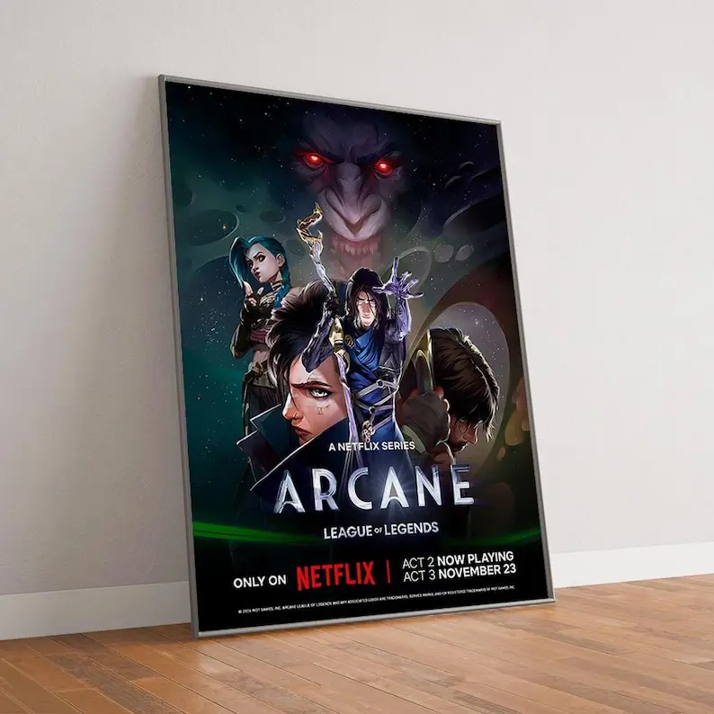 Arcane League Of Legends Season Poster, Arcane Season 2 animated poster, Jinx Poster, High Quality Canvas Poster Print, Fan merchandise - No Frame