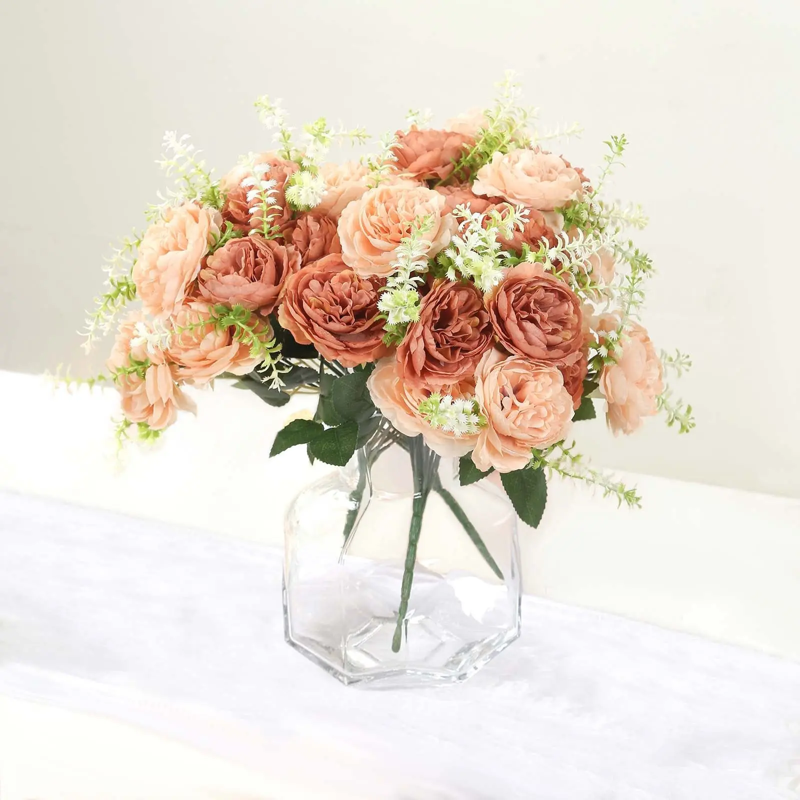 Decorative 2-Pack Silk Peony Bouquet - 14 in Natural Look Artificial Flower Bouquet Pack for Vase Display, Events & Everyday Decor