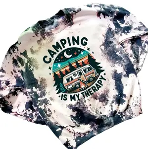 Camping Acid Washed Sublimation Bleached Sweatshirt