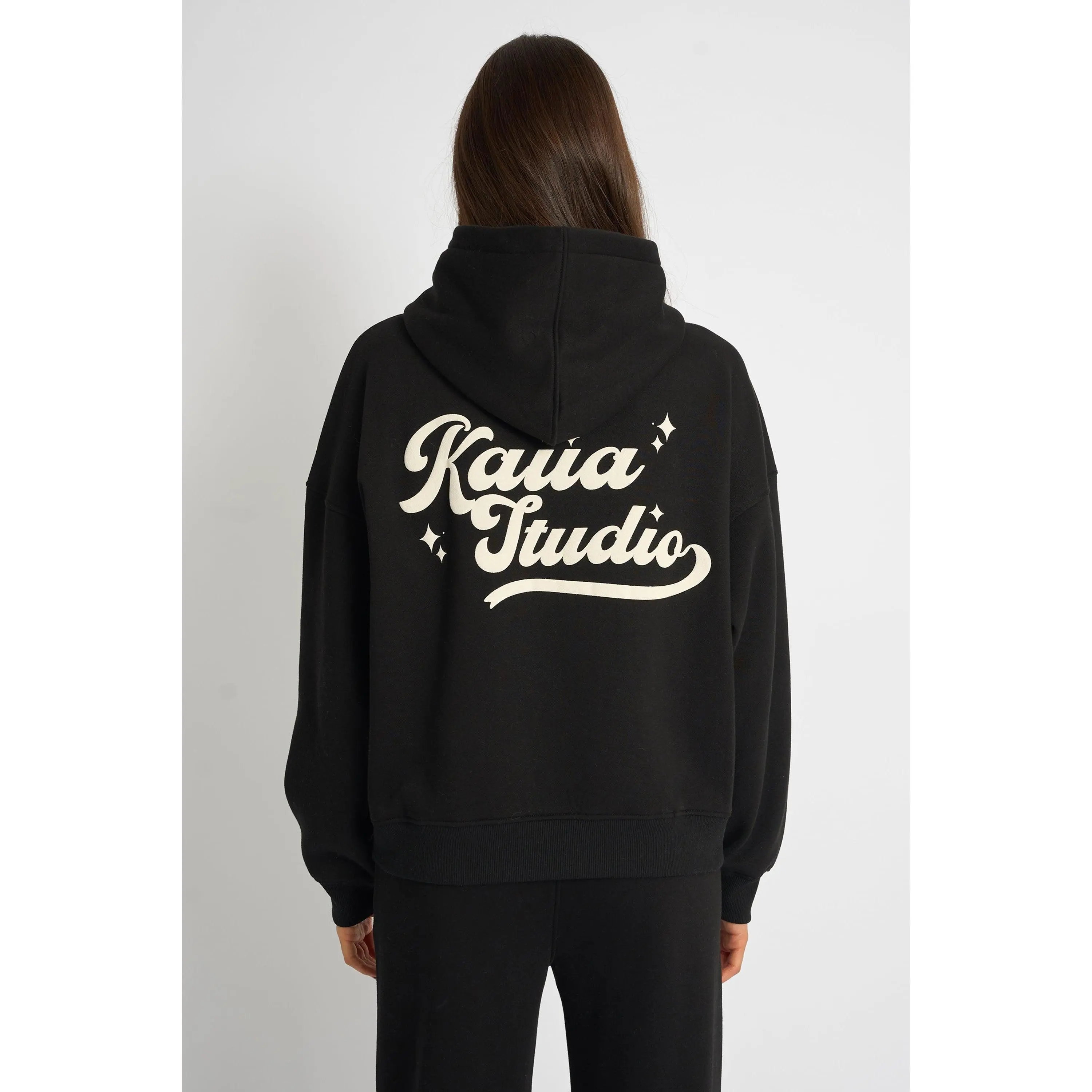 Kaiia Studio Bubble Script Oversized Hoodie Black & Cream