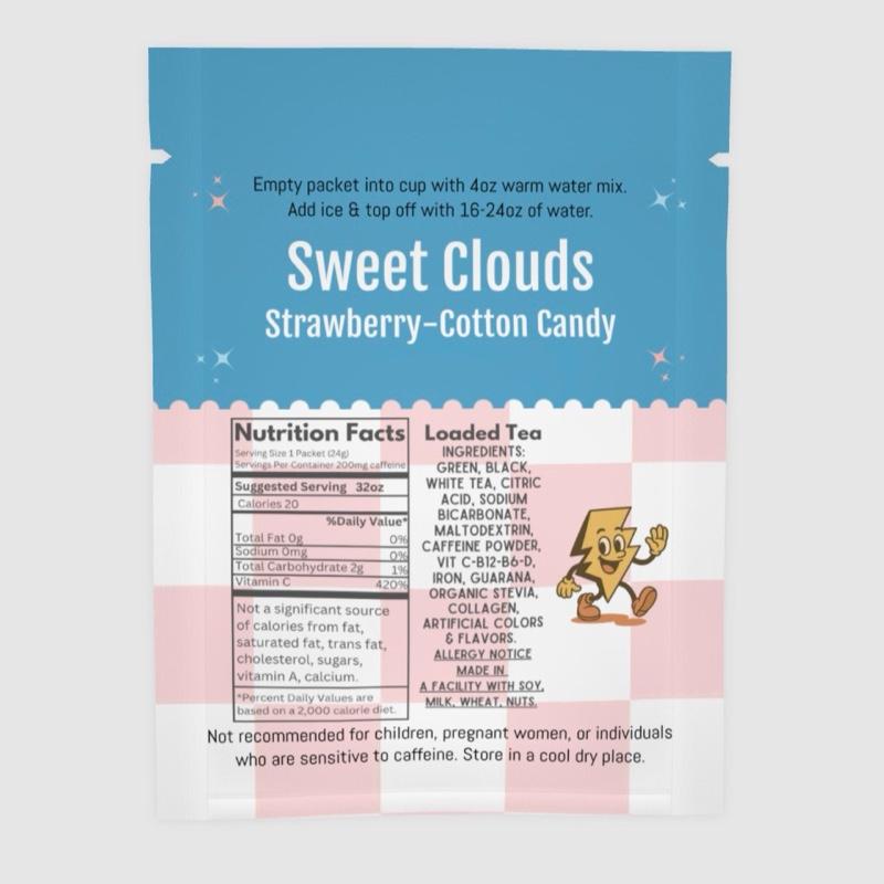 12-Pack Cotton Candy Chaos Loaded Tea Bundle | Mixed Flavors | Caffeinated Flavored Beverage Mix Packets | One the go | Nostalgic-Inspired Flavors