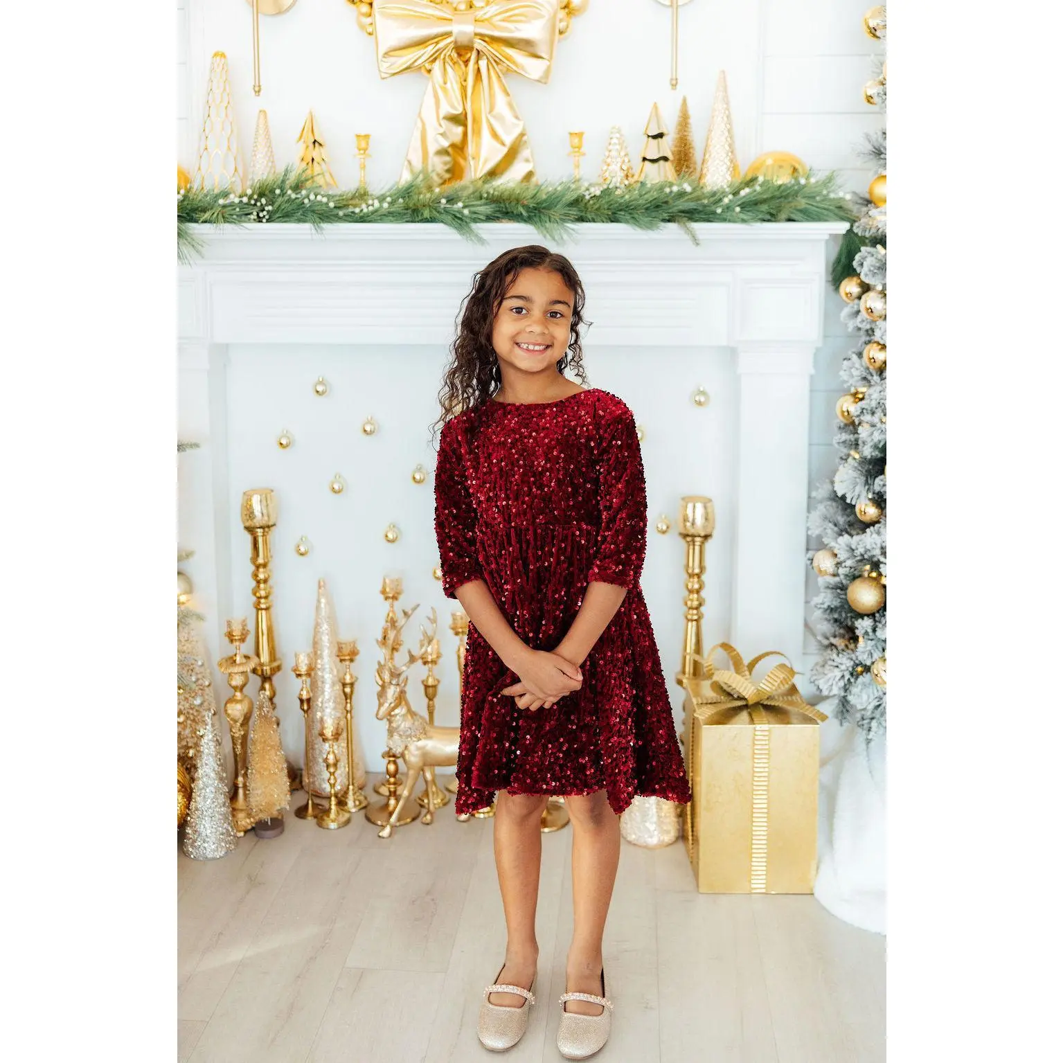 Cranberry Velvet Sequin Dress