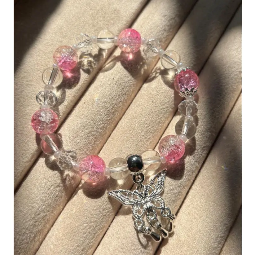 Pink Butterfly Water Drop Imitation Crystal Burst 
