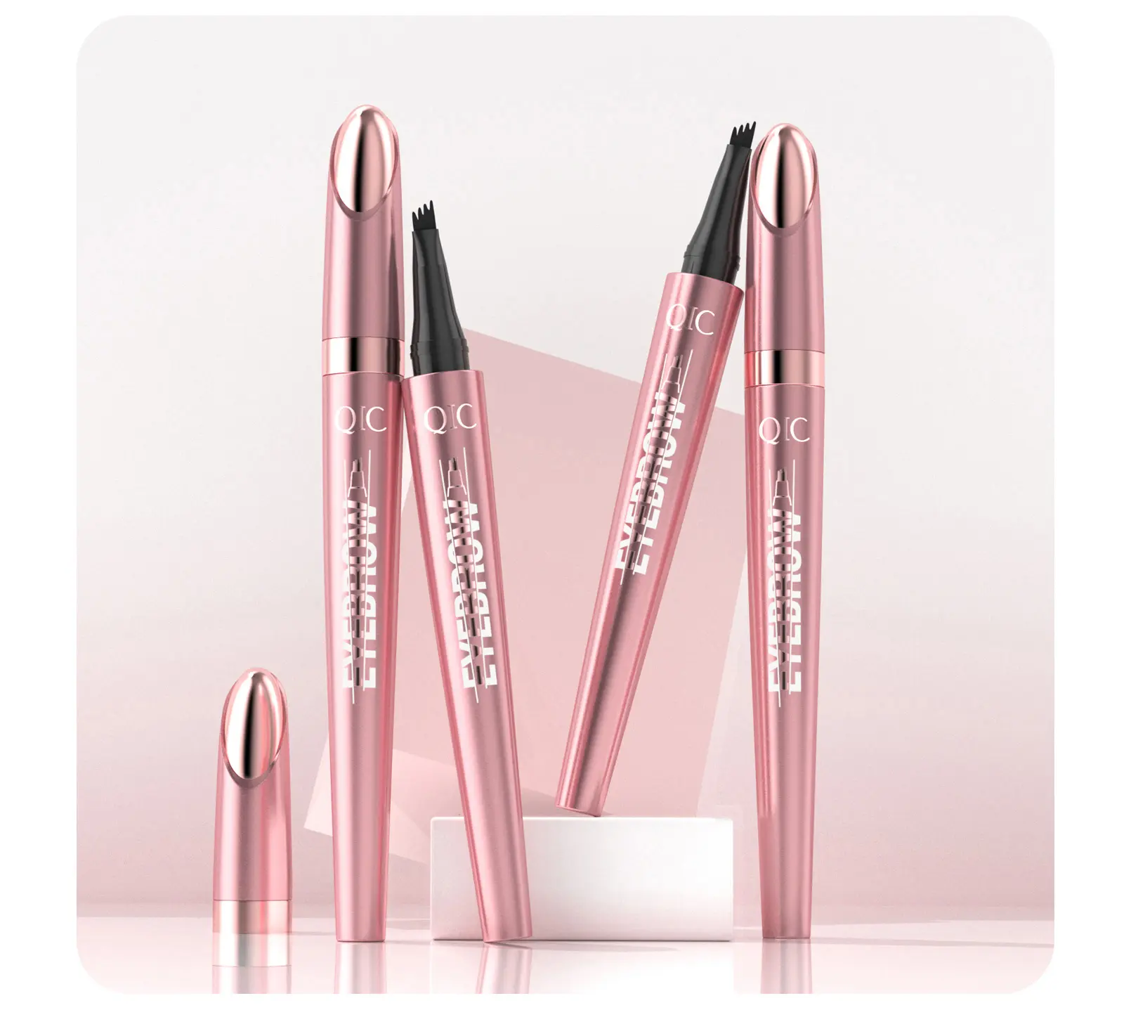 QIC 4-Fork Tip Microblading Eyebrow Pen, Waterproof, Smudge-Proof, Natural Hair-Like Brow Makeup (Beauty & Personal Care)