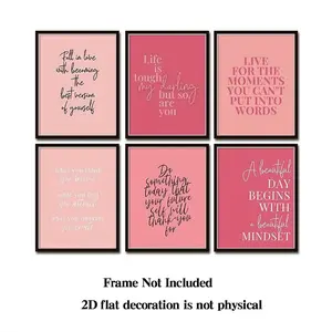 6 Piece Inspirational Wall Art Set, Unframed 8x10 Inch Motivational Quotes Prints, Home and Office Decor, Living Room Bedroom Desk, Artistic