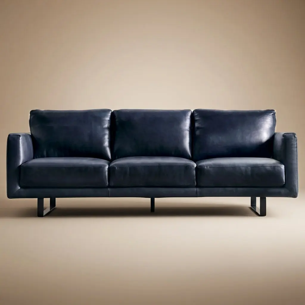 Mezzanotte Midnight Blue Real Italian Leather Sofa