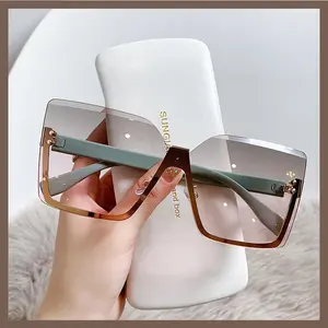 Women's Fashion Metal Half Frame Glasses, UV Protection Sunglasses, Fashionable Design, Stylish Ladies Eyewear, Sunscreen Anti-UV Lens