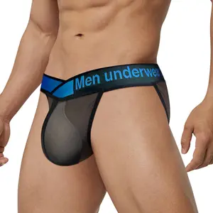 Big V-Waist Sexy High-Cut Men's Underwear, Ice Silk Transparent Low Rise Butt-Lifting U-Pouch Briefs