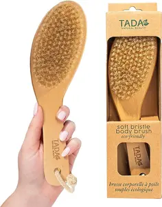 1 Piece Wooden Body Brush, Wooden Exfoliating Bath Brush, Body Scrubber, Shower Brush Bristle Smooth
