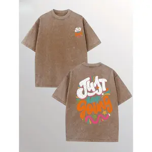 Men's Washed Cotton T-shirt, All Cotton, Casual Sports Style Top T-shirt, Trendy And Fashionable Street Style, Suitable For Travel And Sports Wear