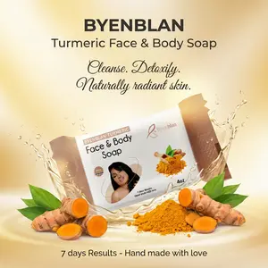 Byenblan Turmeric Face & Body Soap - Cleanse Detoxify Naturally Radiant Skin - 7 Days Results Hand Made with Love - 4oz