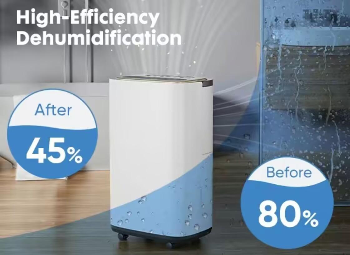 Crafted Comforts Dehumidifier 50 Pint Portable Dehumidifier for Basement, Bedroom, and Large Room with Drain Hose Crafted Comforts Dehumidifier 50 Pint Portable Dehumidifier for Basement, Bedroom, and Large Room with Drain Hose