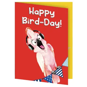 Funny Musical Birthday Card with Singing & Head-Banging Parrot, Sound & Shaking Pop Up Birthday Card for Men Women Kids, Happy Birthday Gift for Friends, Family, Coworkers