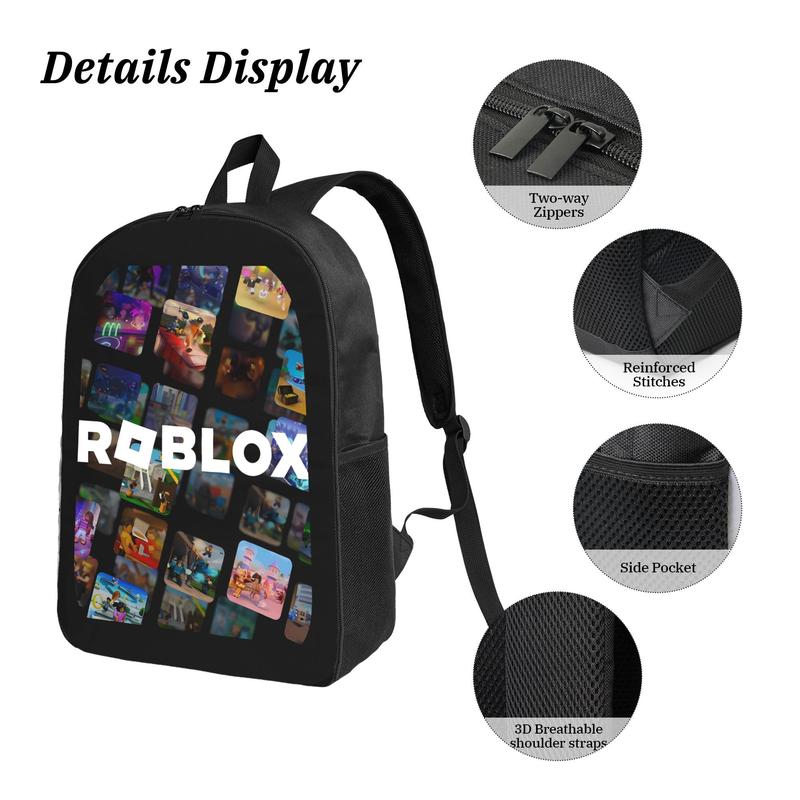 Roblox Collage Print Backpack for Kids & Teens - Casual School Travel Daypack with Stylish Gaming Theme - Versatile & Practical for Daily Use