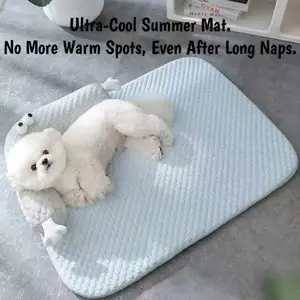 Breathable Ice Silk Pet Cooling Mat with Pillow – Ultra Cool Summer Rest Bed for Pets
