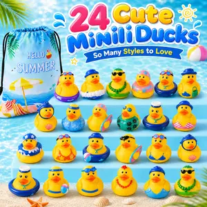 24 Pack Summer Rubber Ducks with Bag – Beach Theme Bulk Floater Ducks for Jeeps Ducking, 2" Bath Toys for Kids, Pool Party Favors, Birthday Gifts & Summer Prizes, summervibes