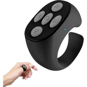 Fingertip Wireless Bluetooth Remote Control - 2025 New Video Scrolling Ring Remote, Page Turner, Rechargeable Camera Video Recording for TikTok and More (Black)